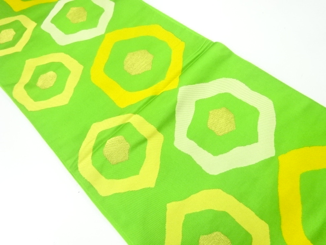 アンティーク　変わり亀甲模様織出し袋帯（材料）